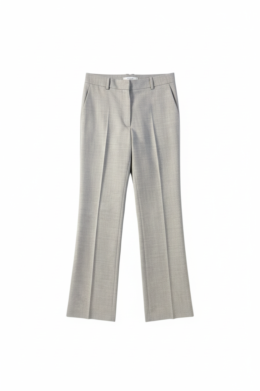 Light gray checkered dress pants on a white background