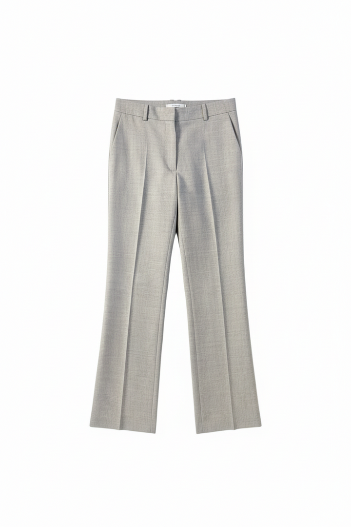 Light gray checkered dress pants on a white background