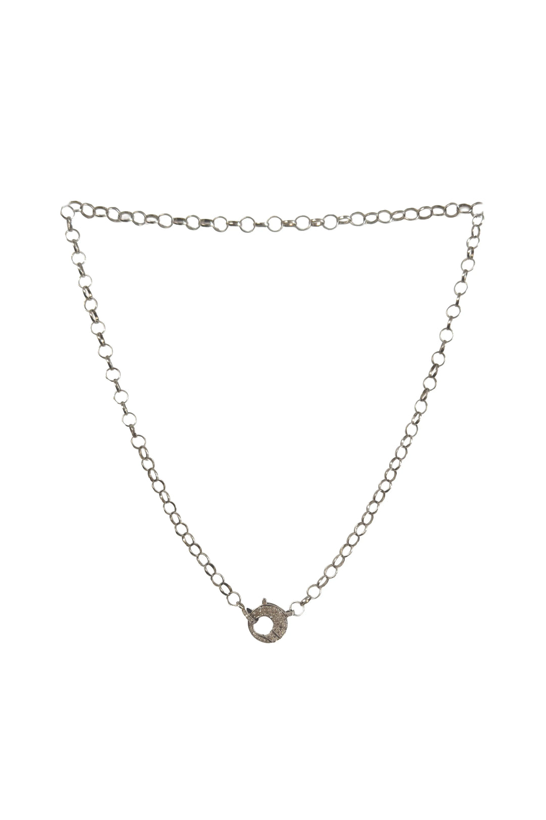 Silver necklace on a white background