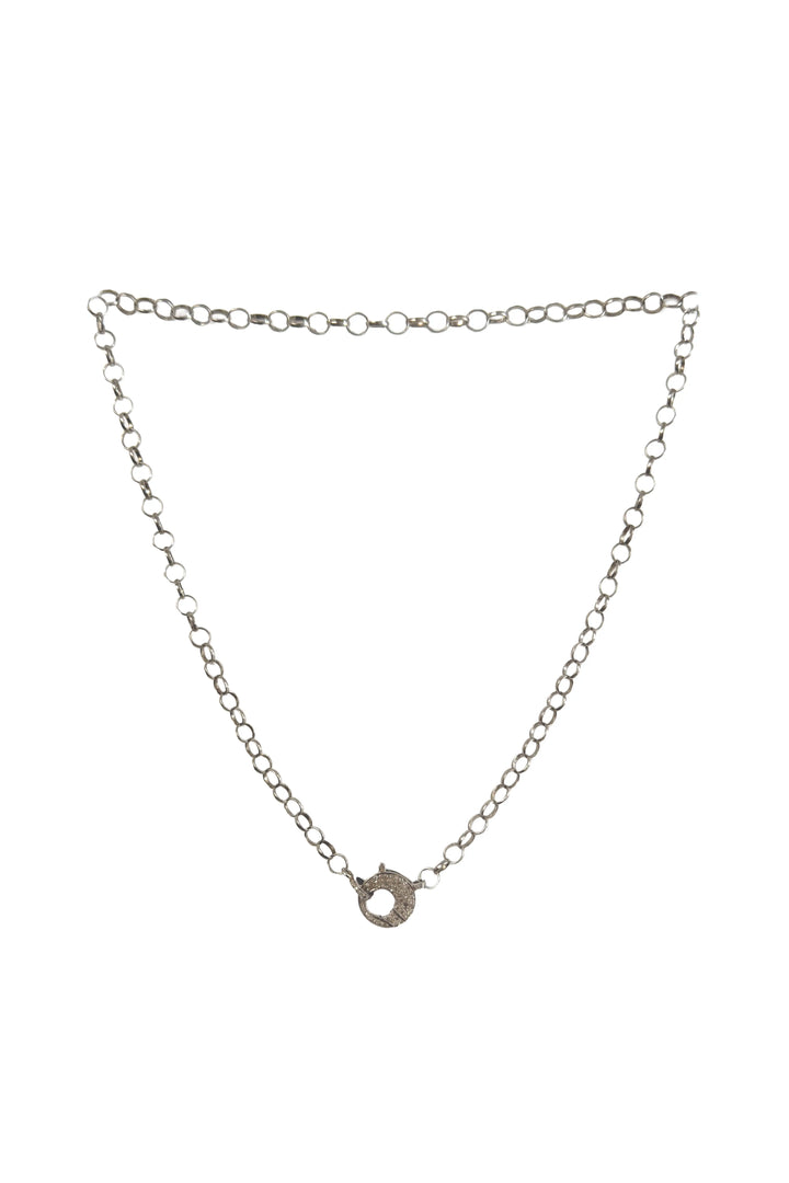 Silver necklace on a white background