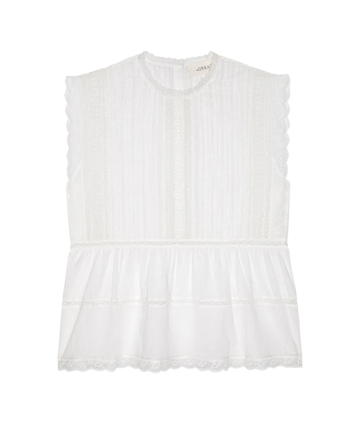 White sleeveless top on a white background