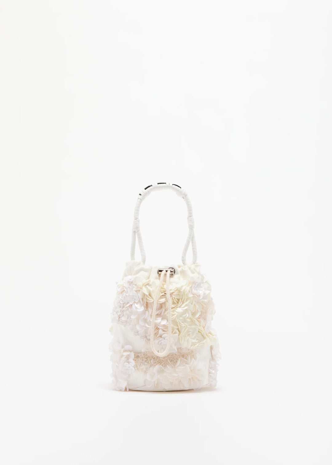 White textured handbag on a white background