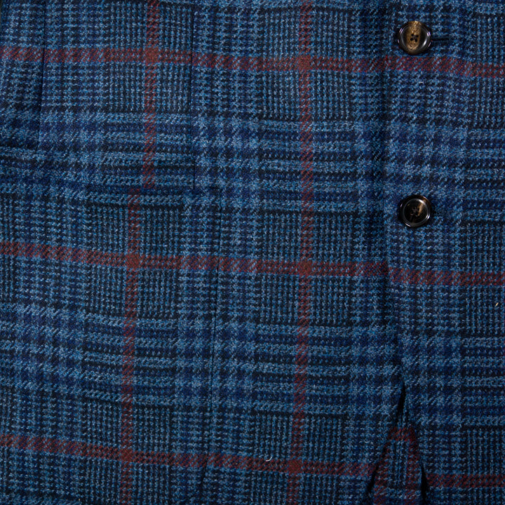 LUCIANO BARBERA  BLUE PLAID CASHMERE JACKET