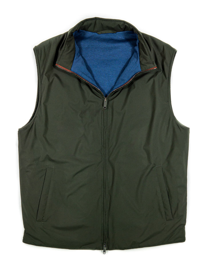 LUCIANO BARBERA OLIVE ZIP VEST