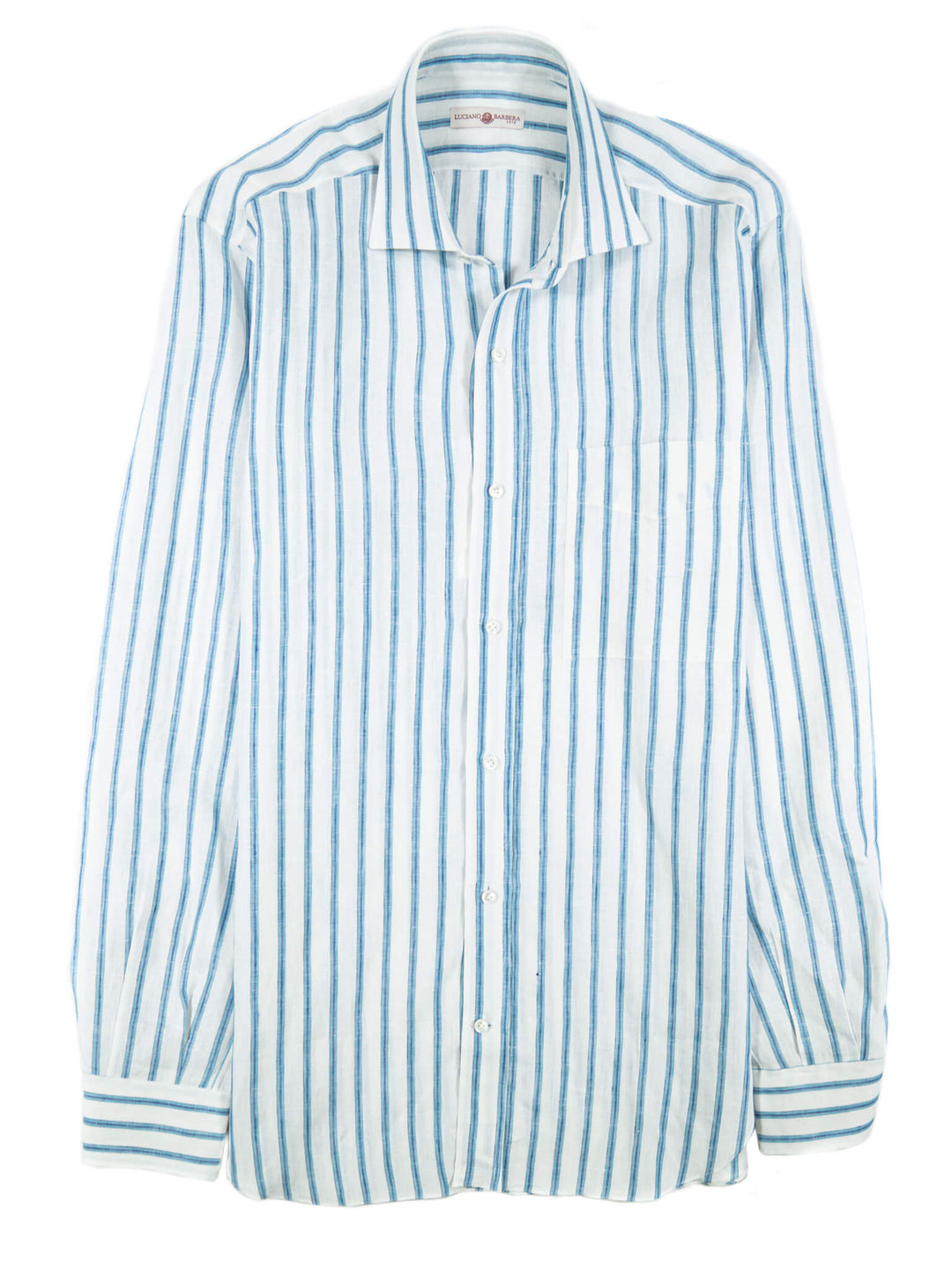 LUCIANO BARBERA TEAL STRIPED LINEN