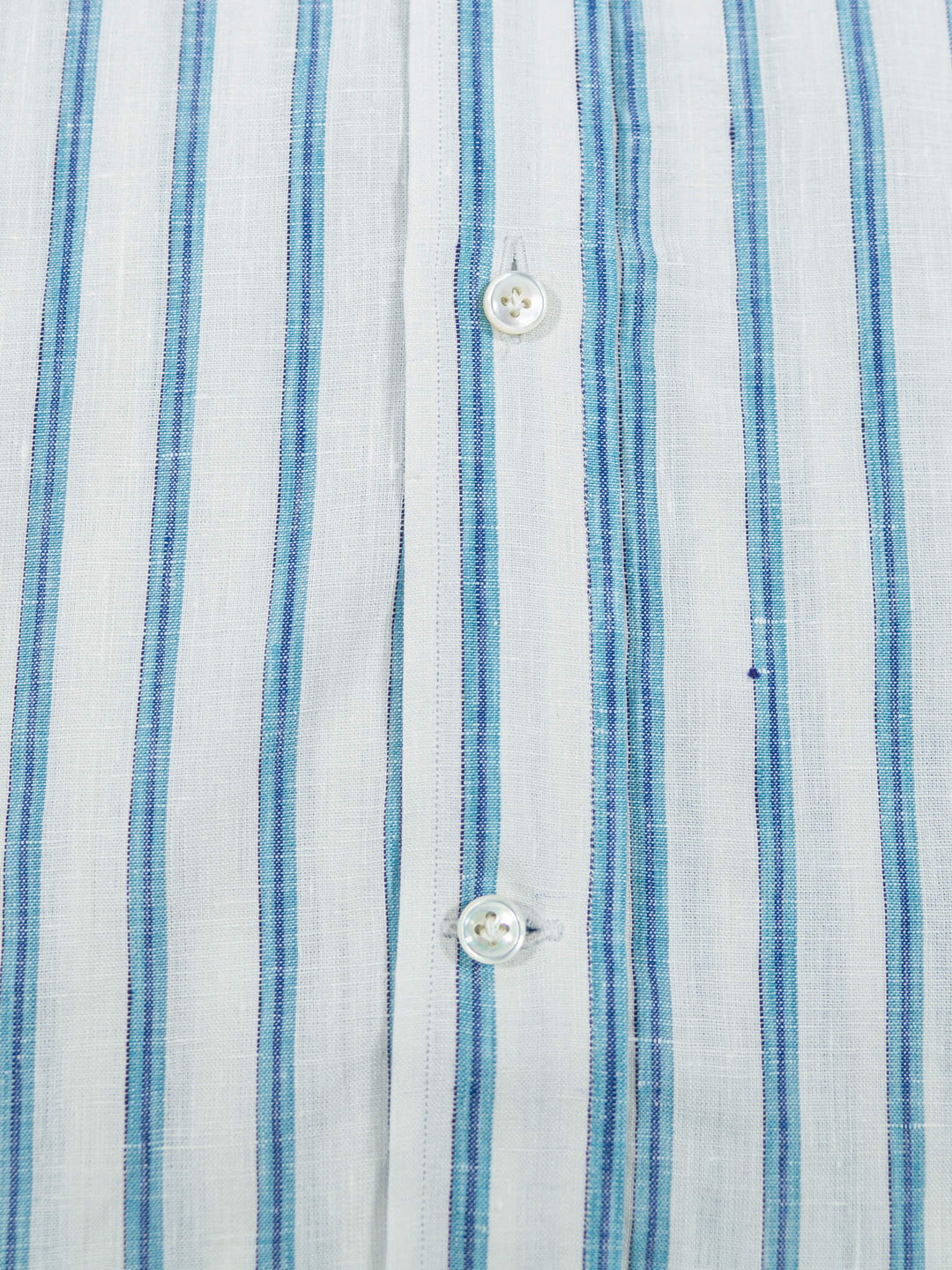 LUCIANO BARBERA TEAL STRIPED LINEN