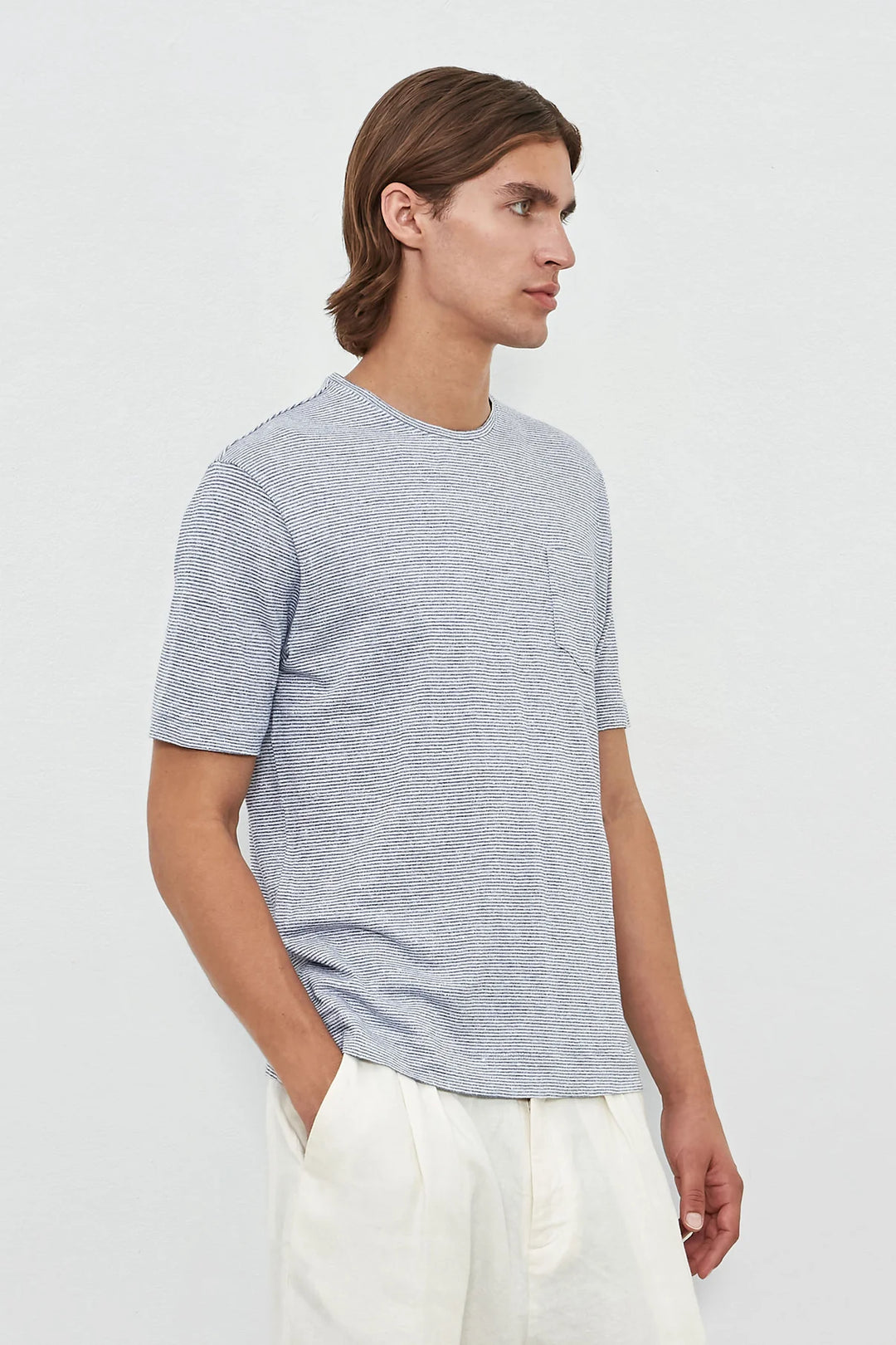 MASSIMO ALBA LINEN STRIPED TEE