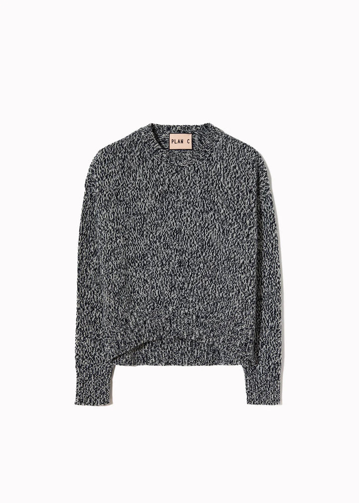 PLAN C ASYMETRIC MELANGE KNIT SWEATER
