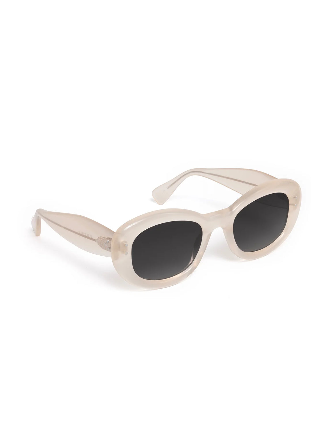 White sunglasses with dark lenses on a white background
