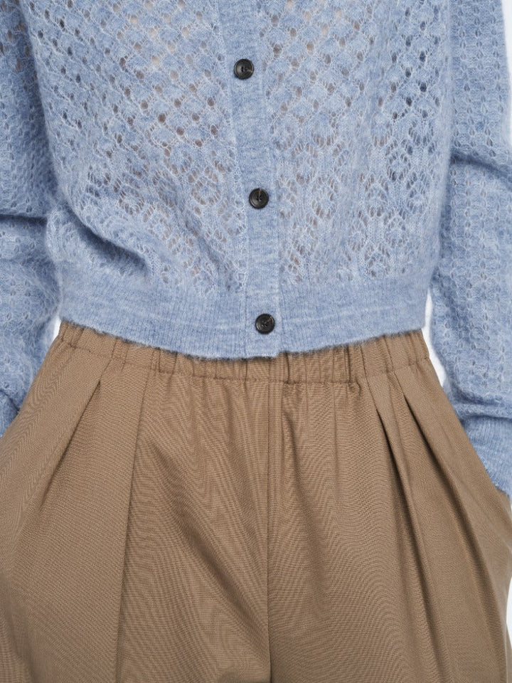 MARIA MCMANUS HONEYCOMB CARDIGAN IN PALE BLUE