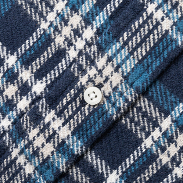 Gitman Vintage Navy Brushed Triple Yarn Plaid Shirt