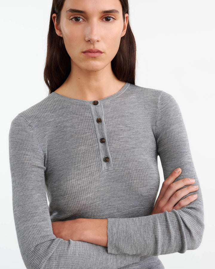 NILI LOTAN KLARISE HENLEY KNIT