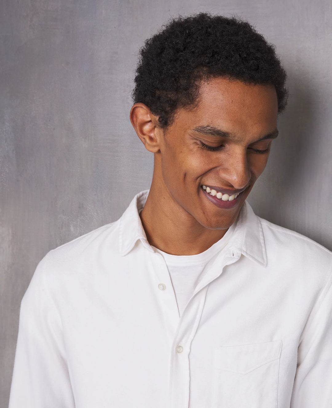Officine Generale Lipp Shirt in White Brushed Cotton