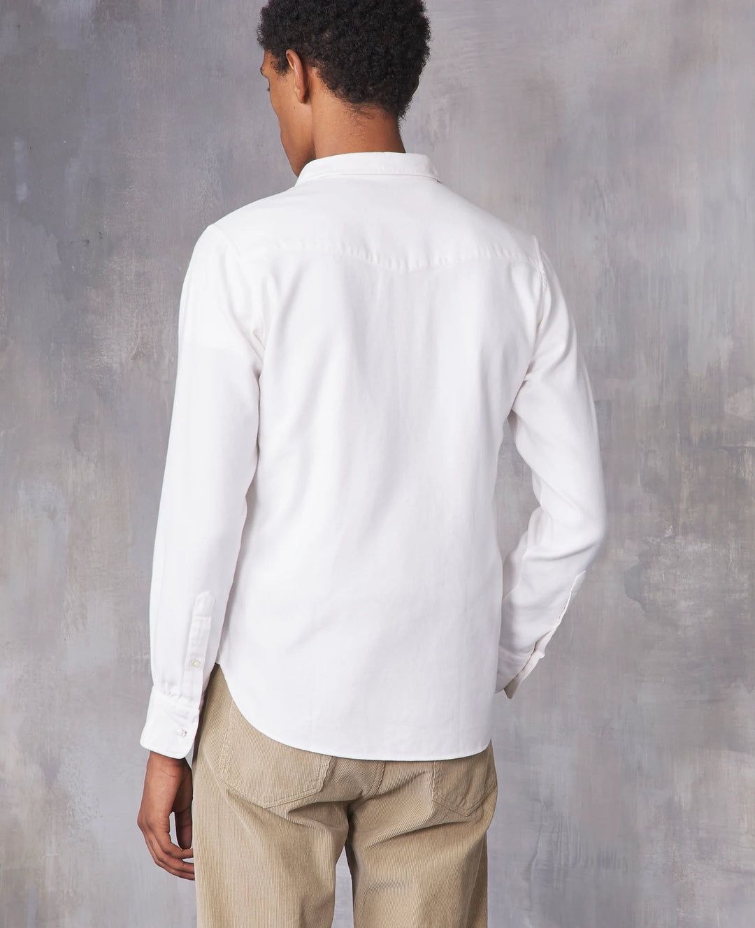 Officine Generale Lipp Shirt in White Brushed Cotton