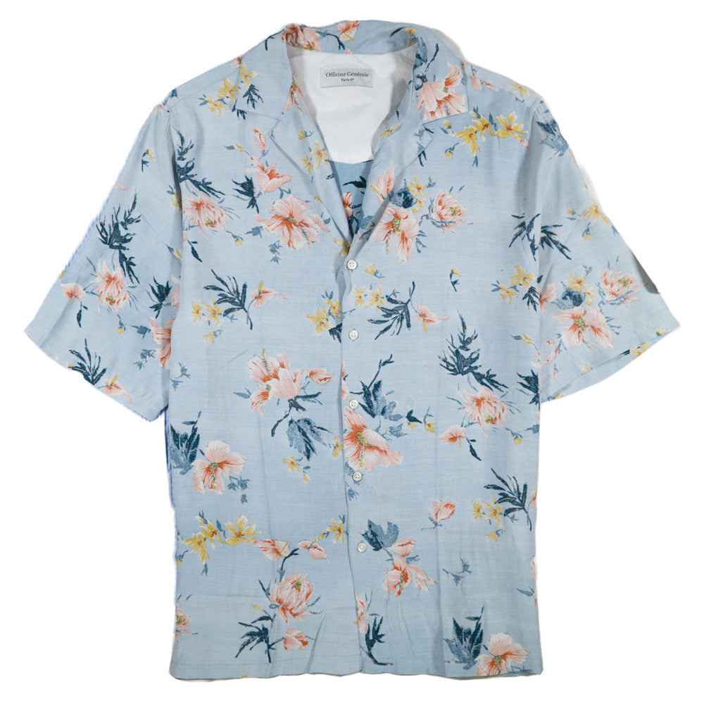 OFFICINE GENERALE EREN SHIRT IN BLUE FLORAL