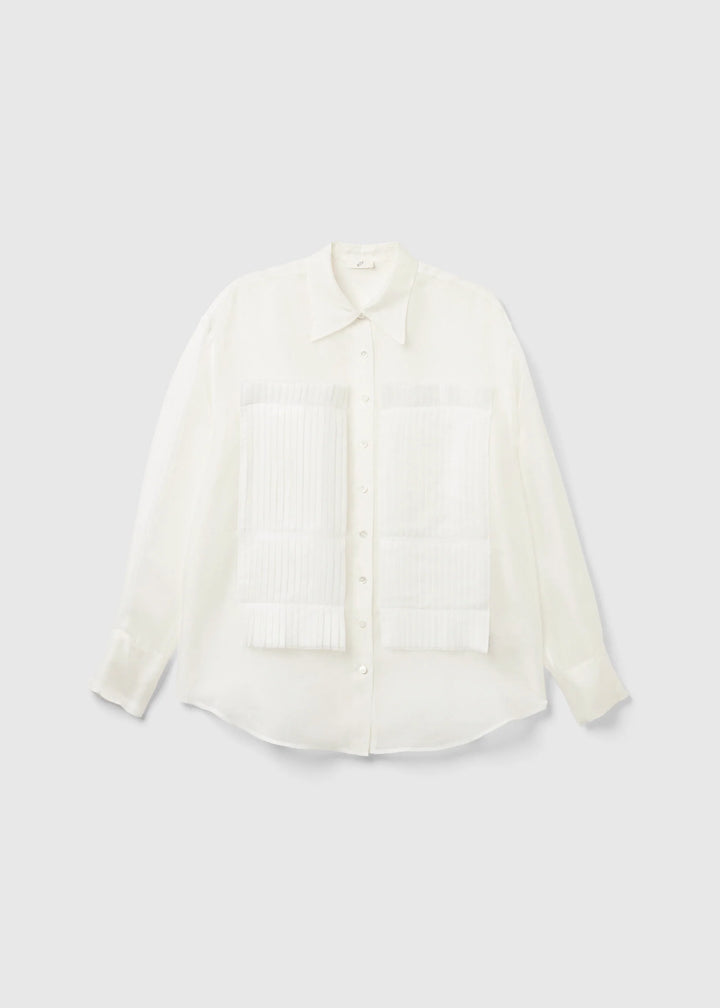 THE BITE STUDIOS PLEATED ORGANIC SILK PATCH SHIRT