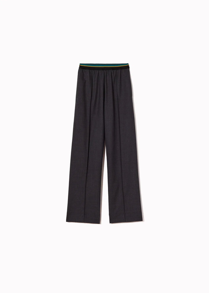 PLAN C MELANGE WOOL TWILL TROUSERS