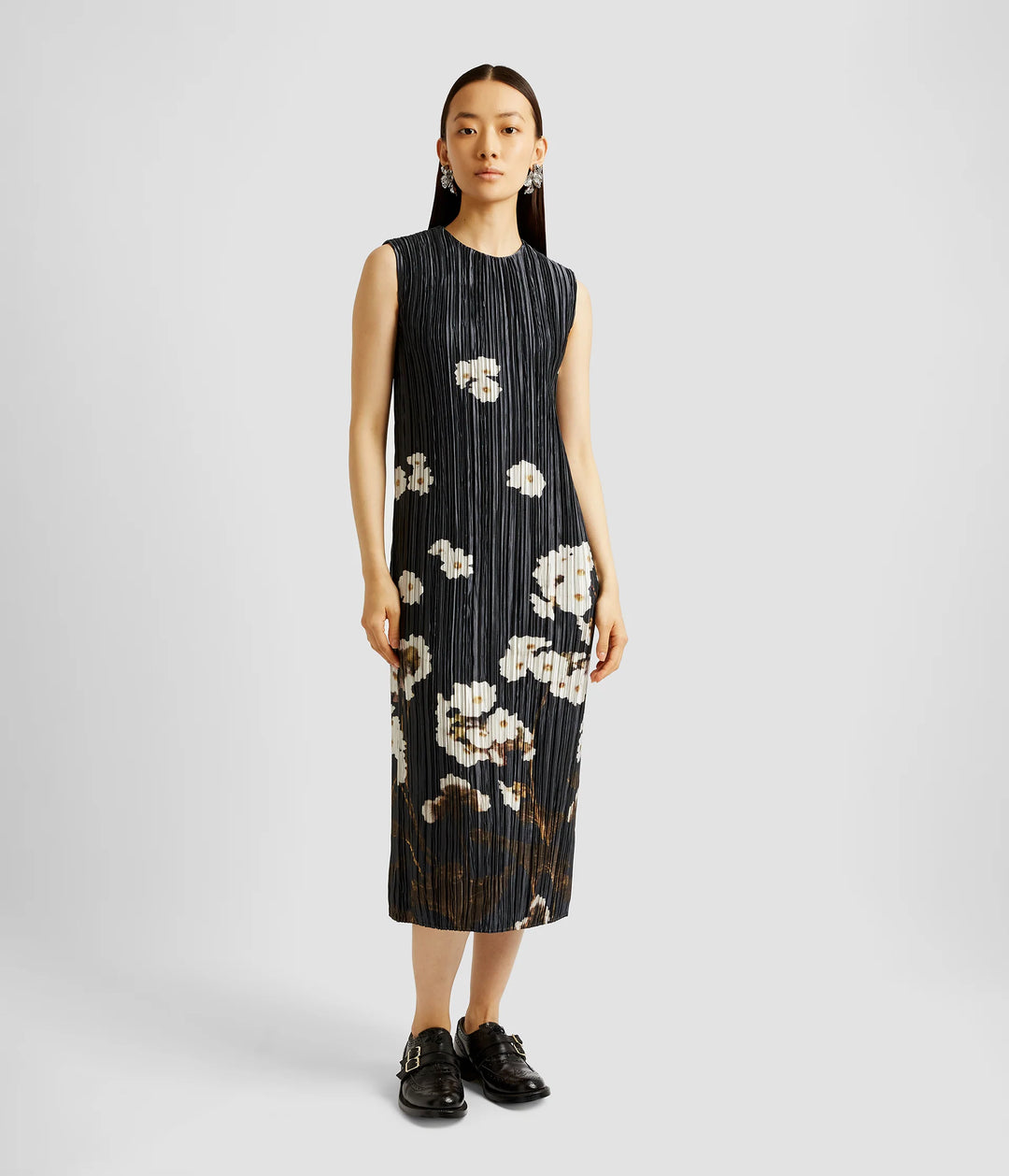 ERDEM PLEATED SLEEVELESS DRESS