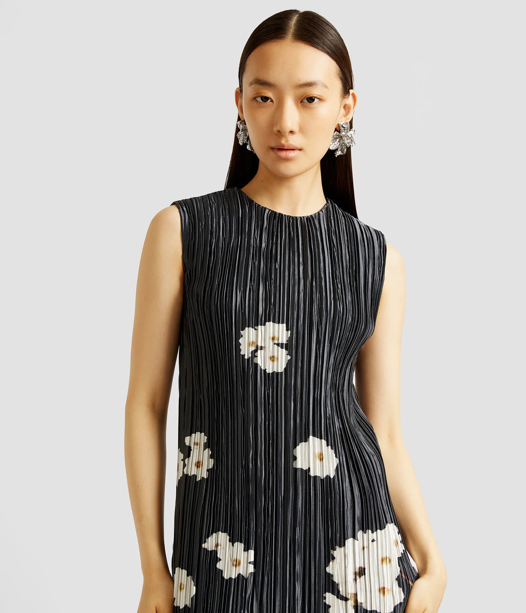 ERDEM PLEATED SLEEVELESS DRESS