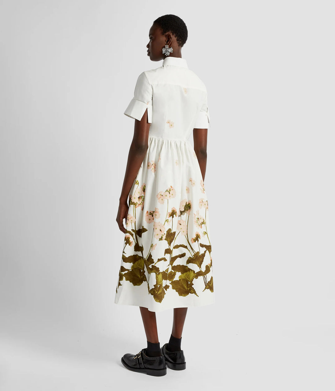 ERDEM SHORT SLEEVE MIDI DRESS