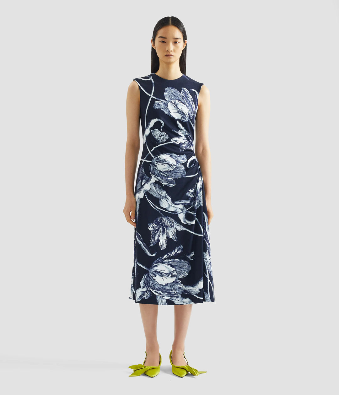 ERDEM DRAPED MIDI DRESS