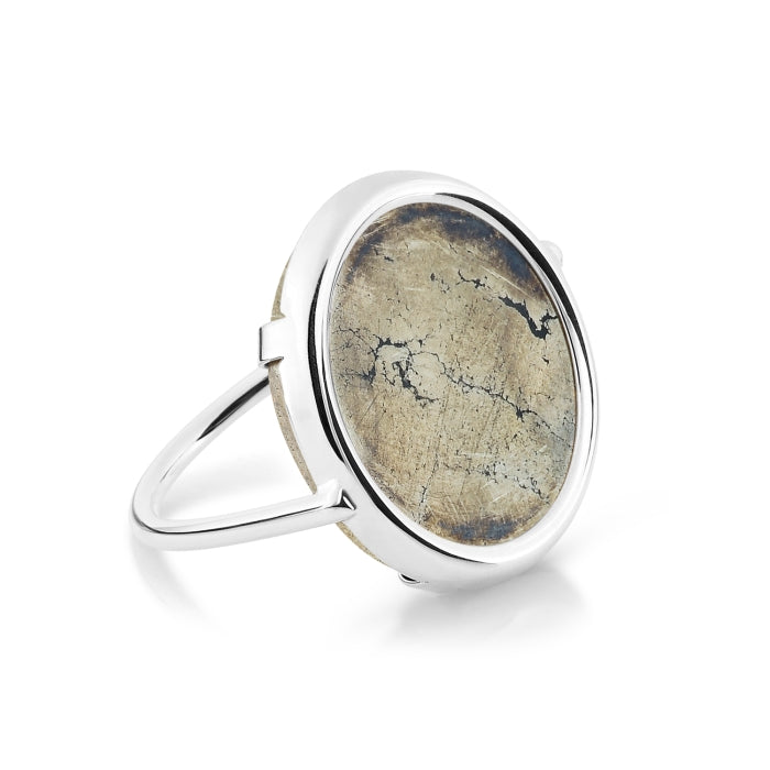 GINETTE FOOL'S GOLD WHITE GOLD DISC RING