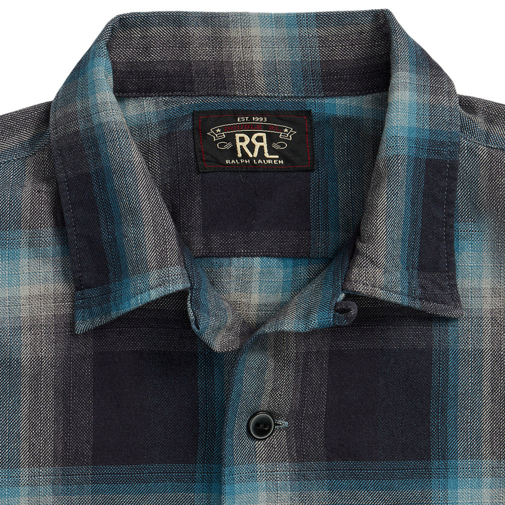 RRL PLAID JASPE TWILL CAMP WORKSHIRT