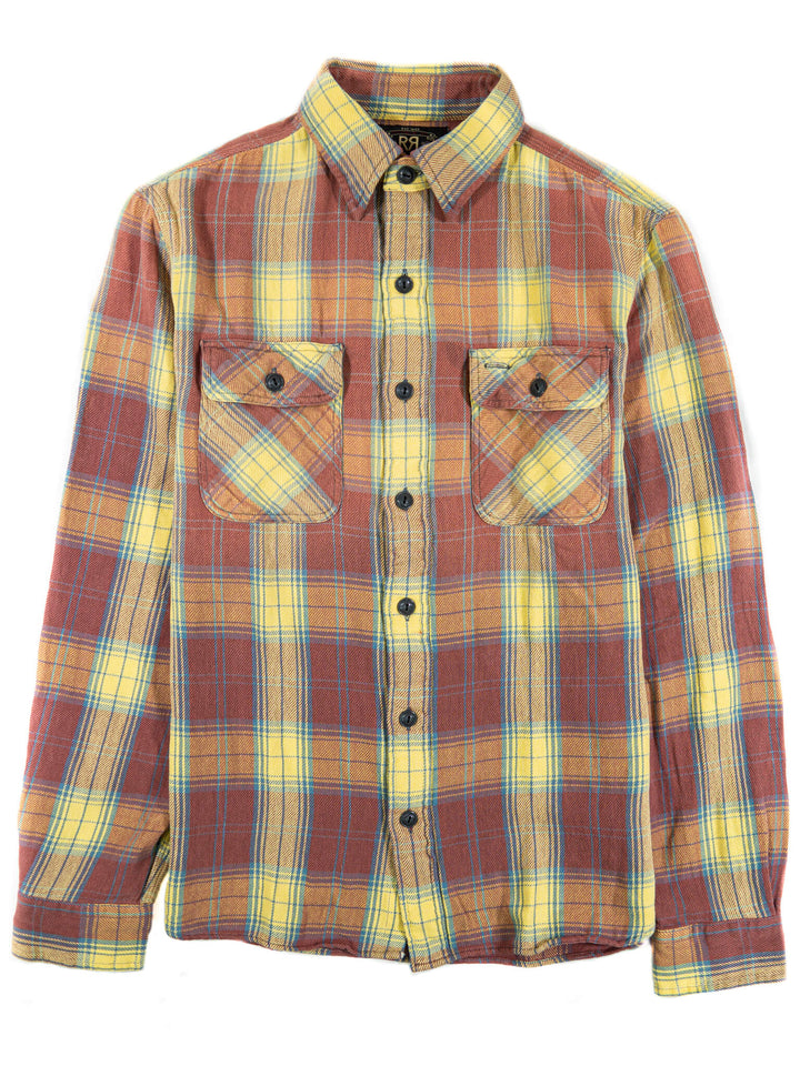 RRL PLAID TWILL WORKSHIRT IN RED
