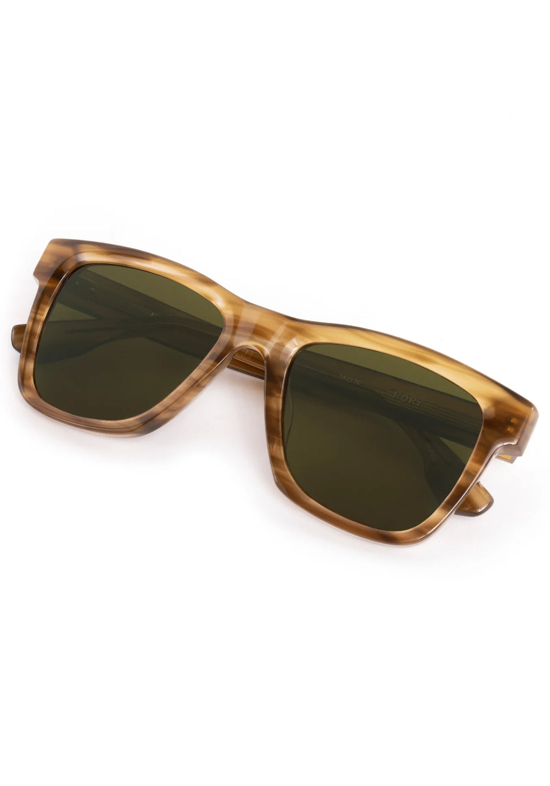 Brown sunglasses with dark lenses on a white background