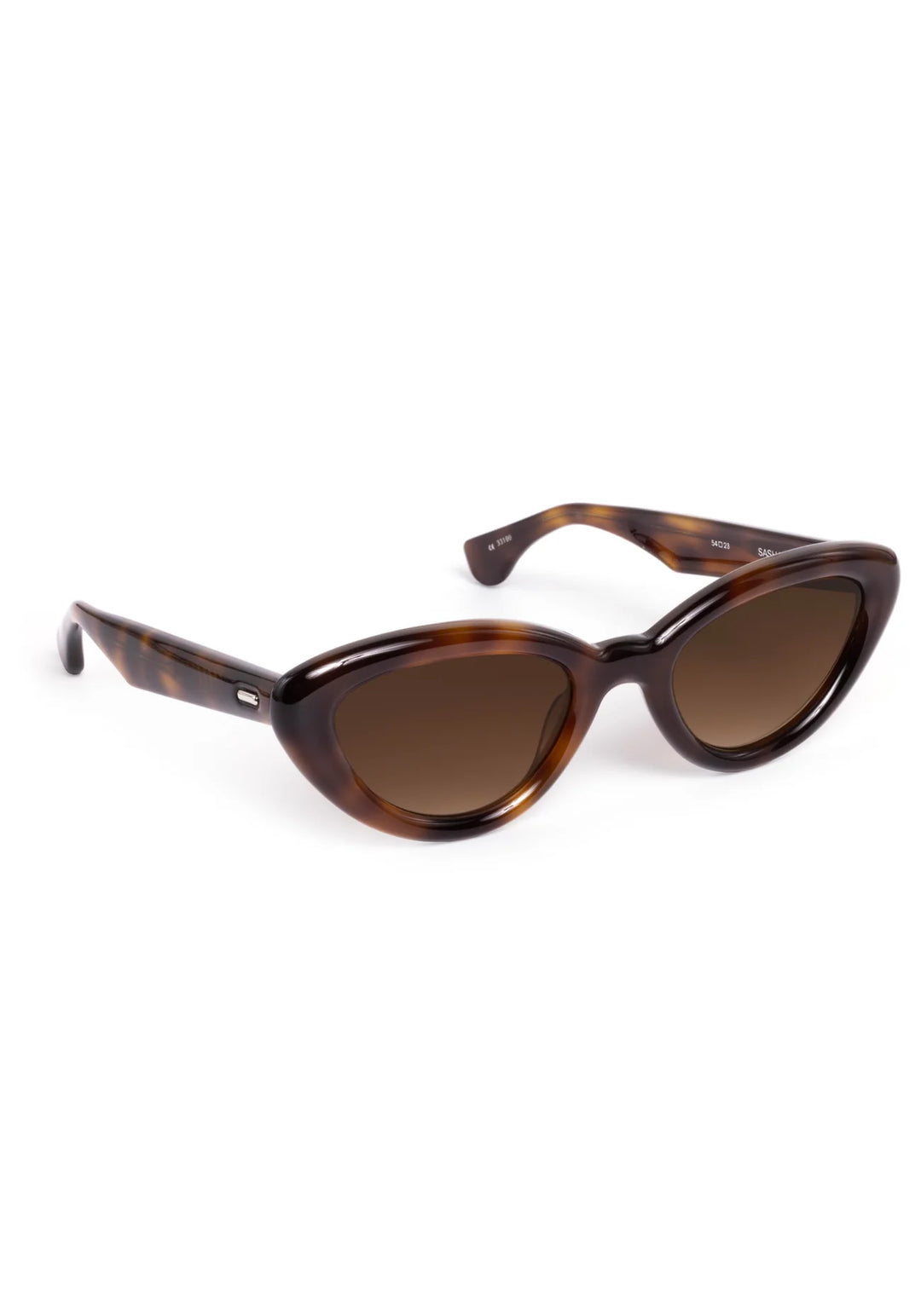 Tortoiseshell sunglasses with brown lenses on a white background