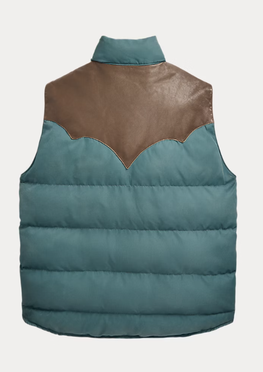 RRL LEATHER-YOKE QUILTED VEST – Lawrence Covell RRL LEATHER-YOKE QUILTED VEST – Lawrence Covell