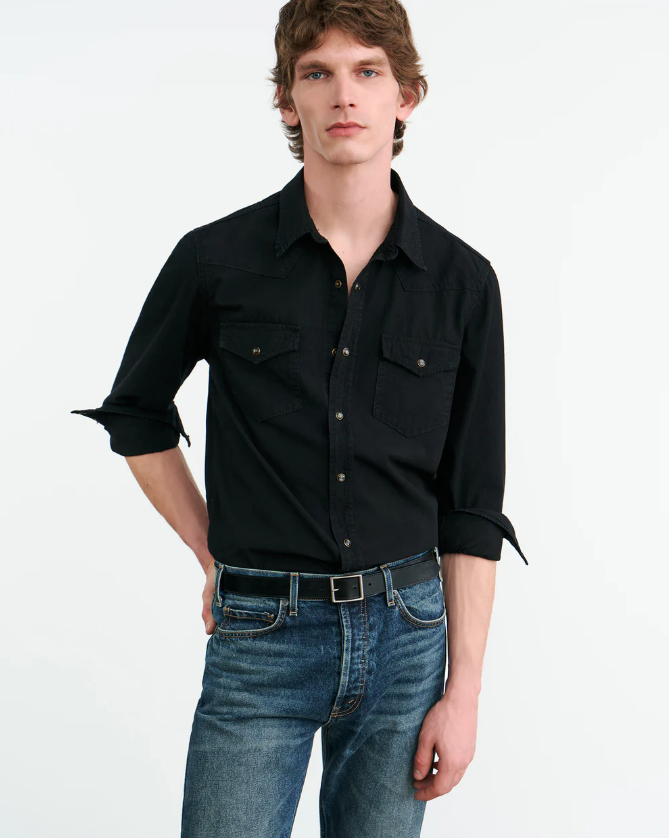 NILI LOTAN TRAVIS BLACK DENIM SHIRT