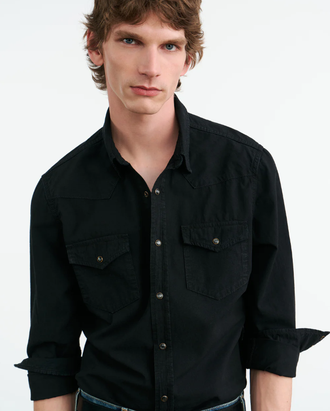 NILI LOTAN TRAVIS BLACK DENIM SHIRT