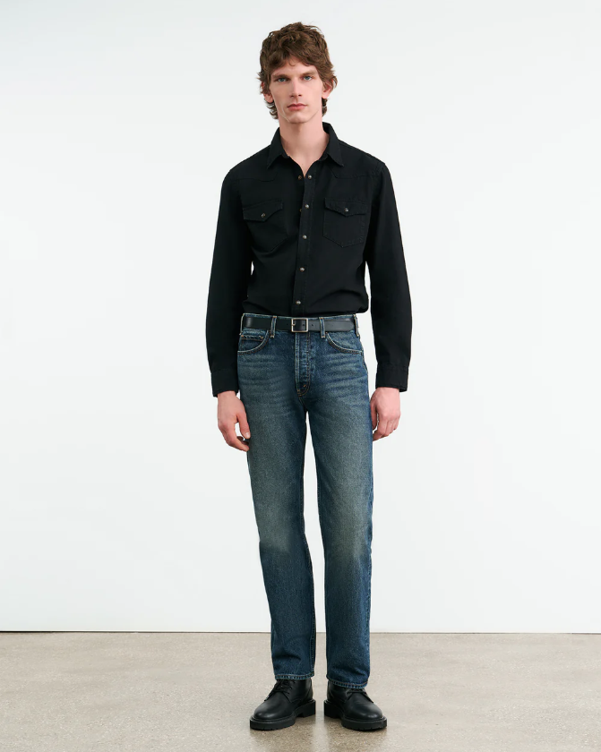 NILI LOTAN TRAVIS BLACK DENIM SHIRT