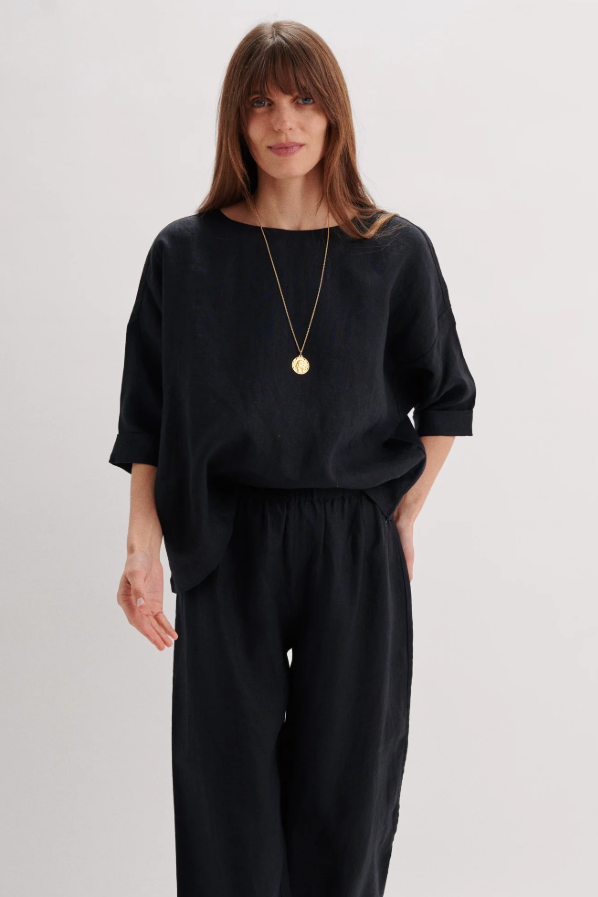 SUZIE CONDI SARIA TOP IN LINEN