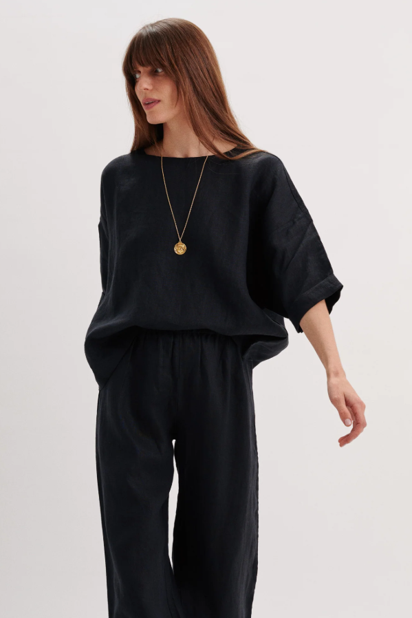 SUZIE CONDI SARIA TOP IN LINEN