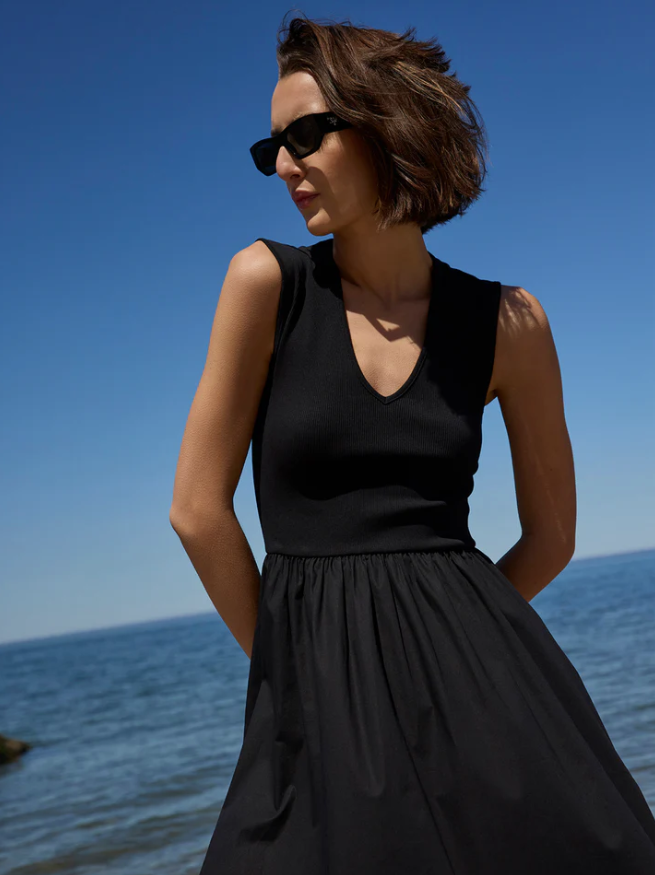 SOLD OUT NYC V-NECK RSVP DRESS IN BLACK