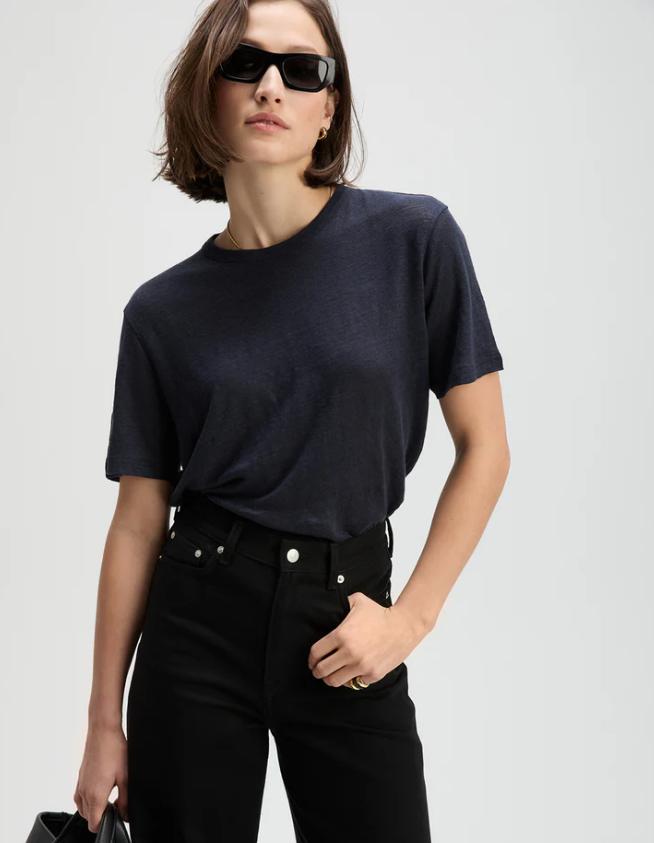SOLD OUT NYC THE LINEN PERFECT TEE IN NAVY