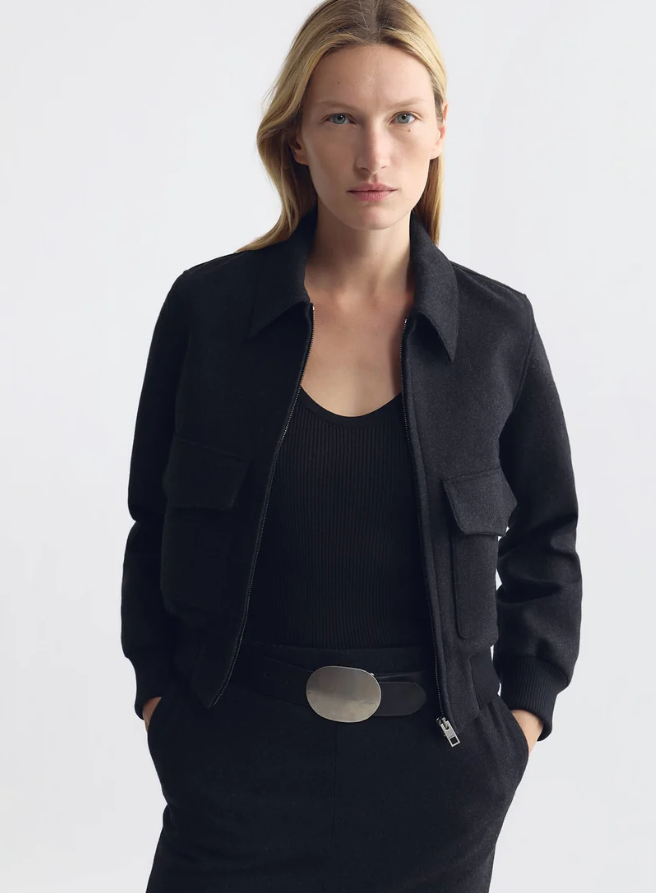 NILI LOTAN REDLEY WOOL BOMBER JACKET