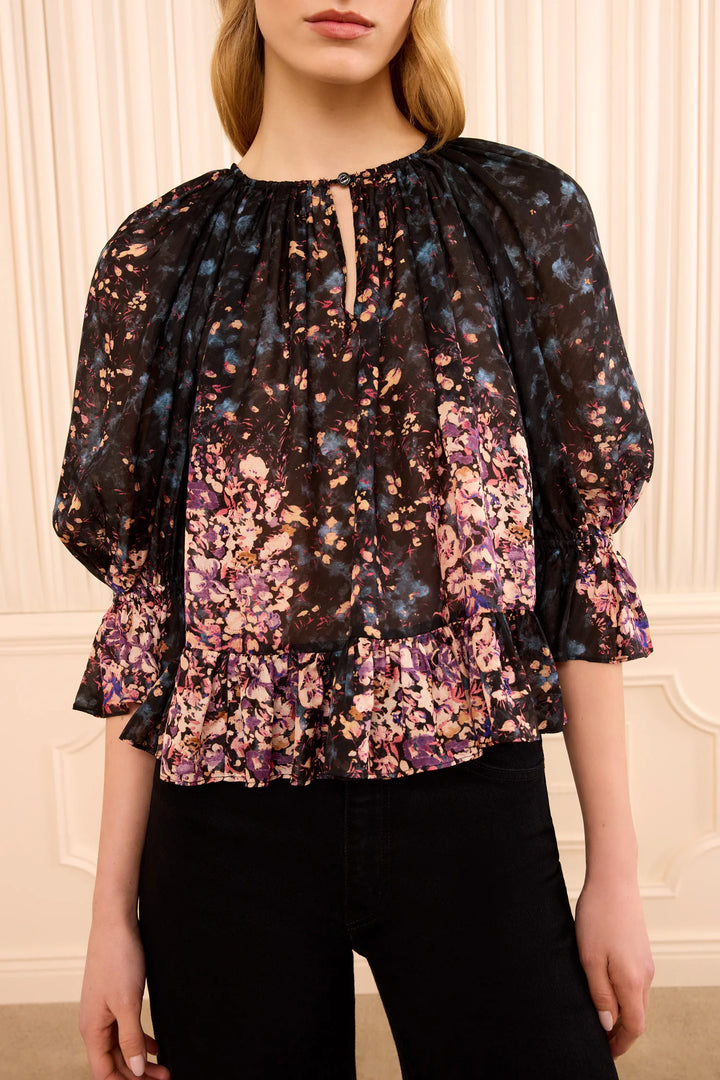 ELISE SHORT SLEEVE SILK BLOUSE