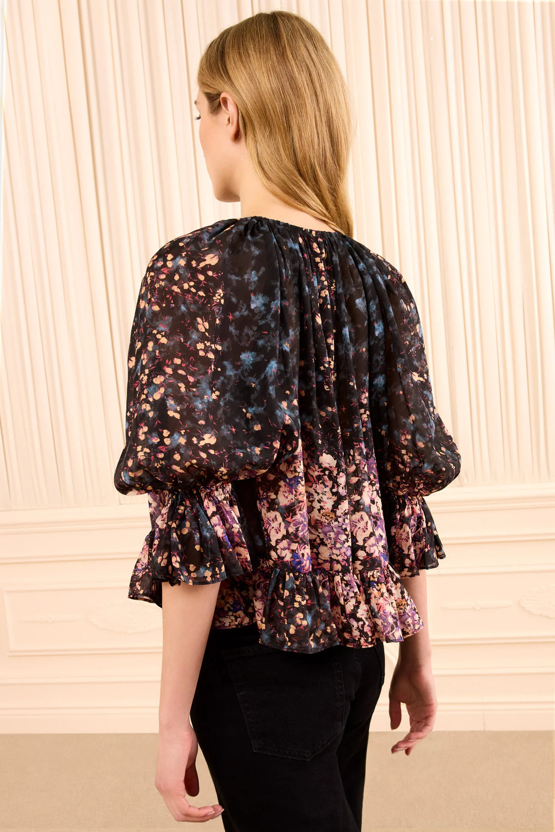 ELISE SHORT SLEEVE SILK BLOUSE