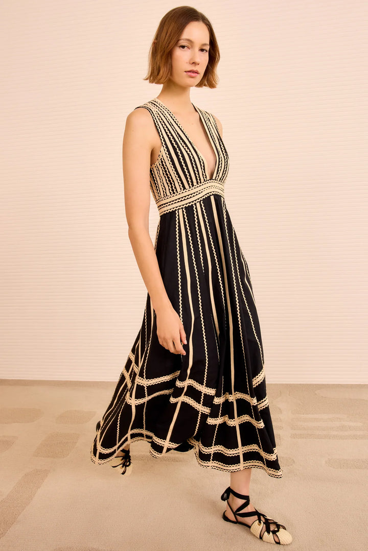 ULLA JOHNSON PALERMO DEEP V MIDI DRESS