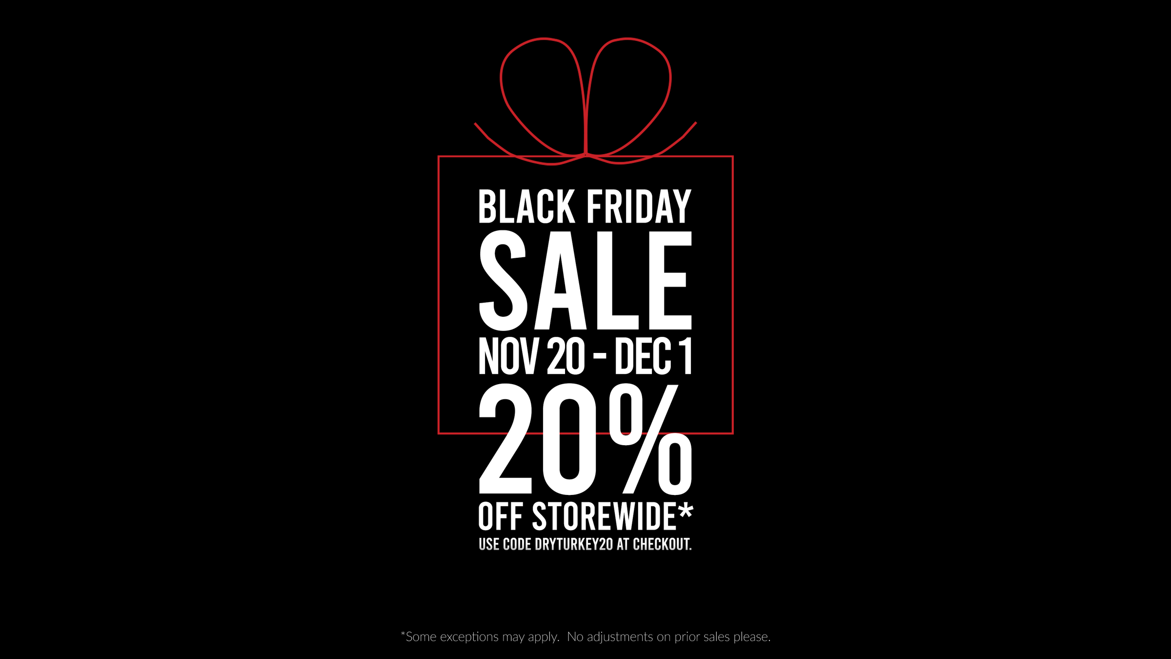 Black Friday sale advertisement with a gift box graphic on a black background