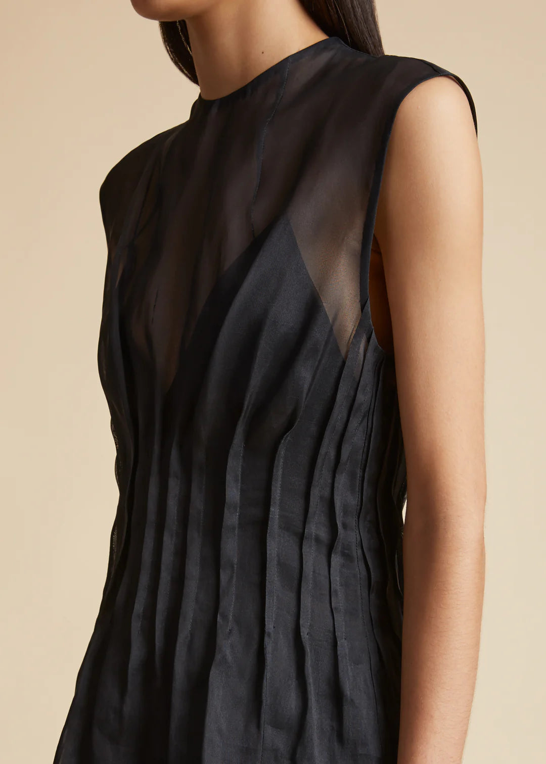 khaite wes pintuck organza dress KHAITE - Wes pintucked silk-organza maxi dress