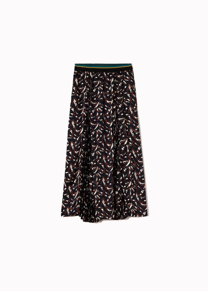 PLAN C PRINT TWILL MIDI SKIRT