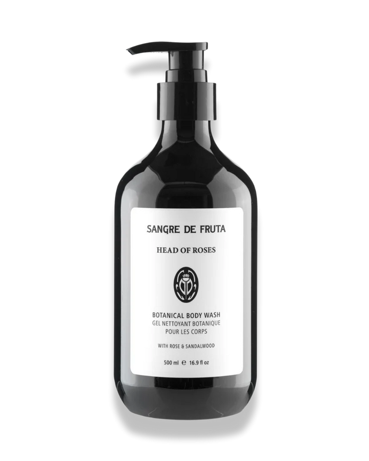 Sangre de Fruta botanical body wash bottle on a white background
