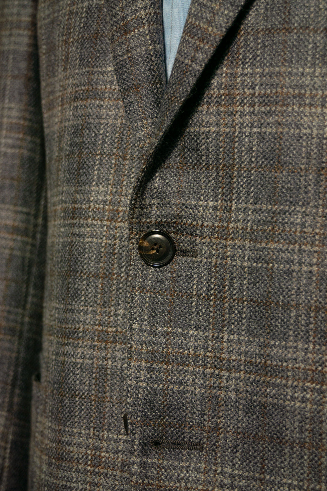 Luciano Barbera Grey Blue with Rust Plaid Wool Jacket
