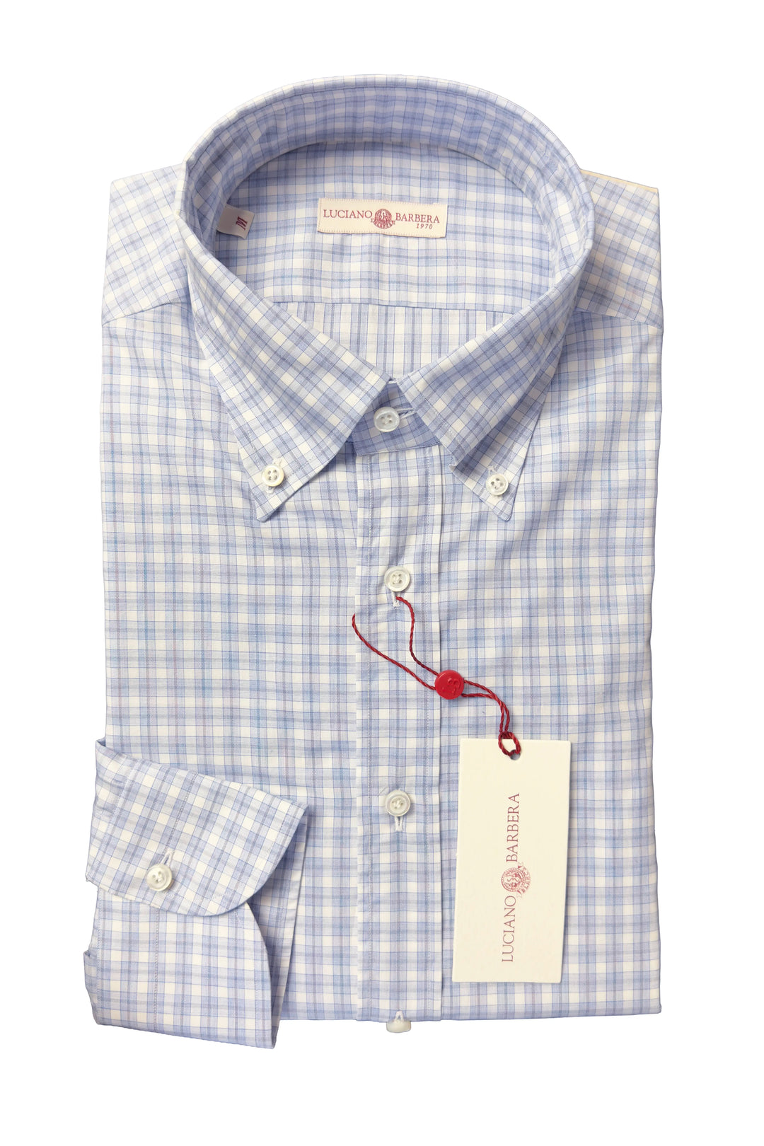 LUCIANO BARBERA LIGHT BLUE NAVY CHECK