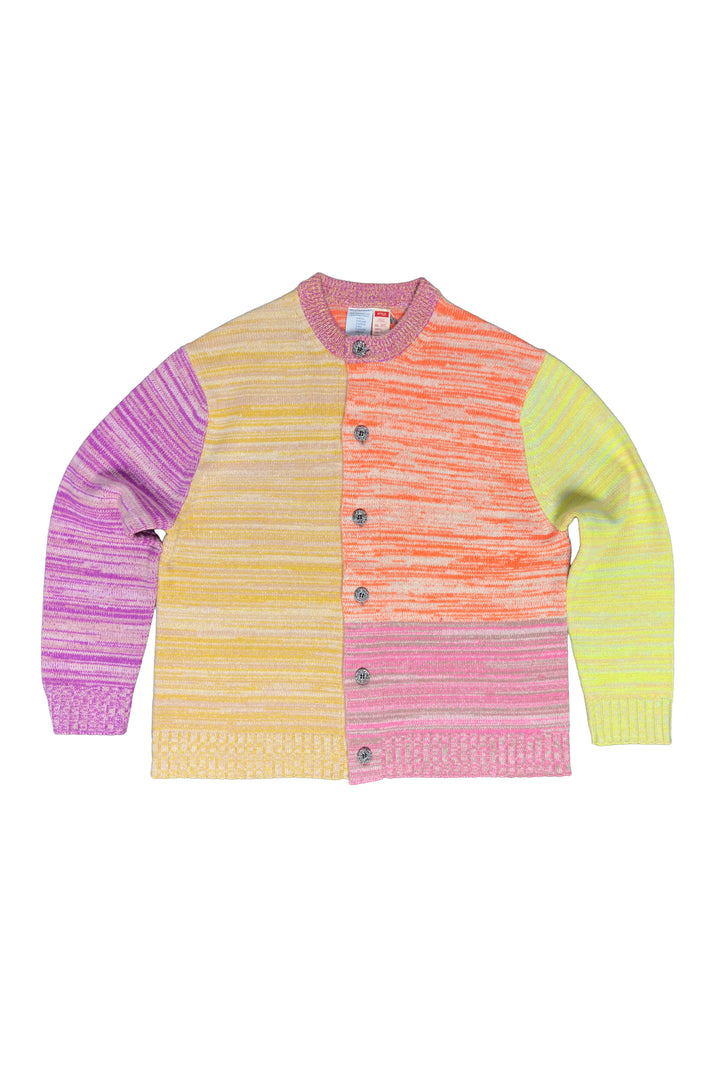 Colorful striped sweater on a white background