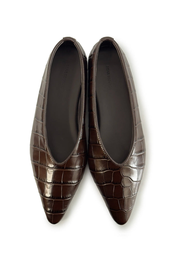 Dear Frances Topo Flat  Espresso Croc